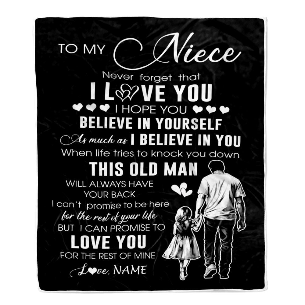 Personalized To My Niece Blanket From Uncle This Old Man Love You Niece Birthday Gifts Graduation Christmas Customized Bed Fleece Throw Blanket | teecentury