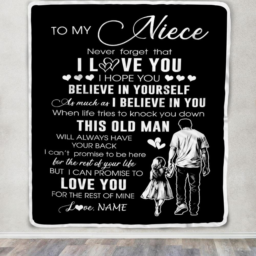 Personalized To My Niece Blanket From Uncle This Old Man Love You Niece Birthday Gifts Graduation Christmas Customized Bed Fleece Throw Blanket | teecentury