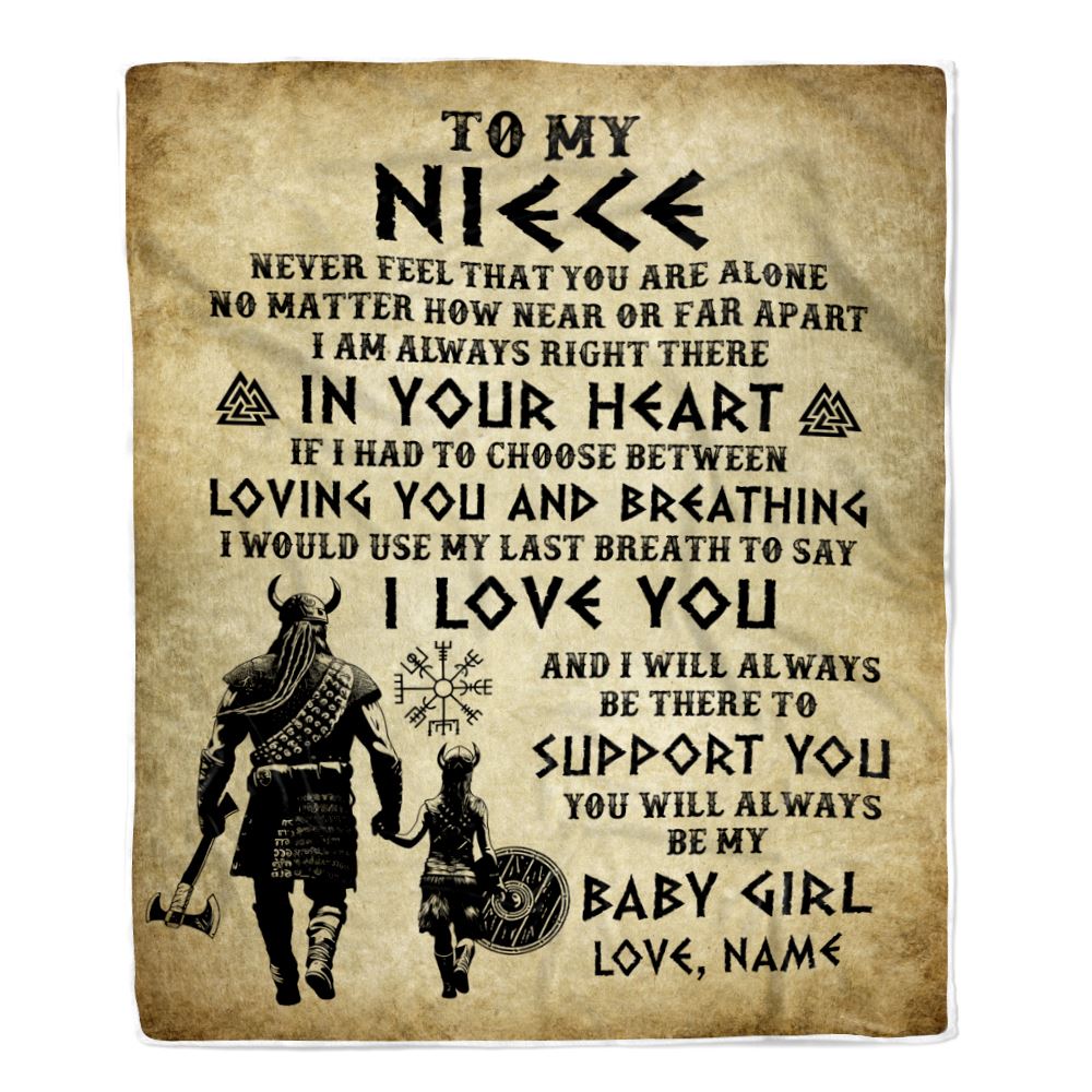 Personalized To My Niece Blanket From Uncle Viking Never Feel That You Are Alone Viking Niece Birthday Gifts Graduation Christmas Customized Fleece Blanket | teecentury