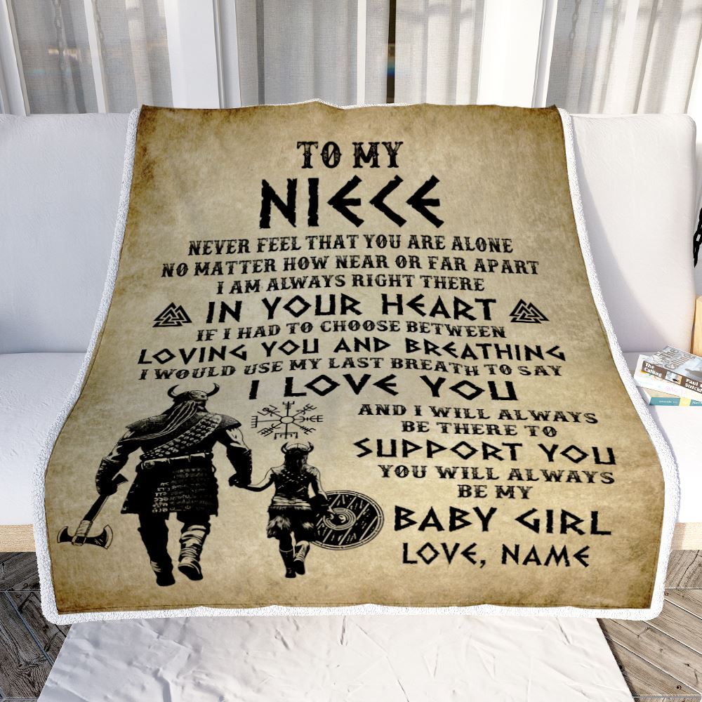Personalized To My Niece Blanket From Uncle Viking Never Feel That You Are Alone Viking Niece Birthday Gifts Graduation Christmas Customized Fleece Blanket | teecentury