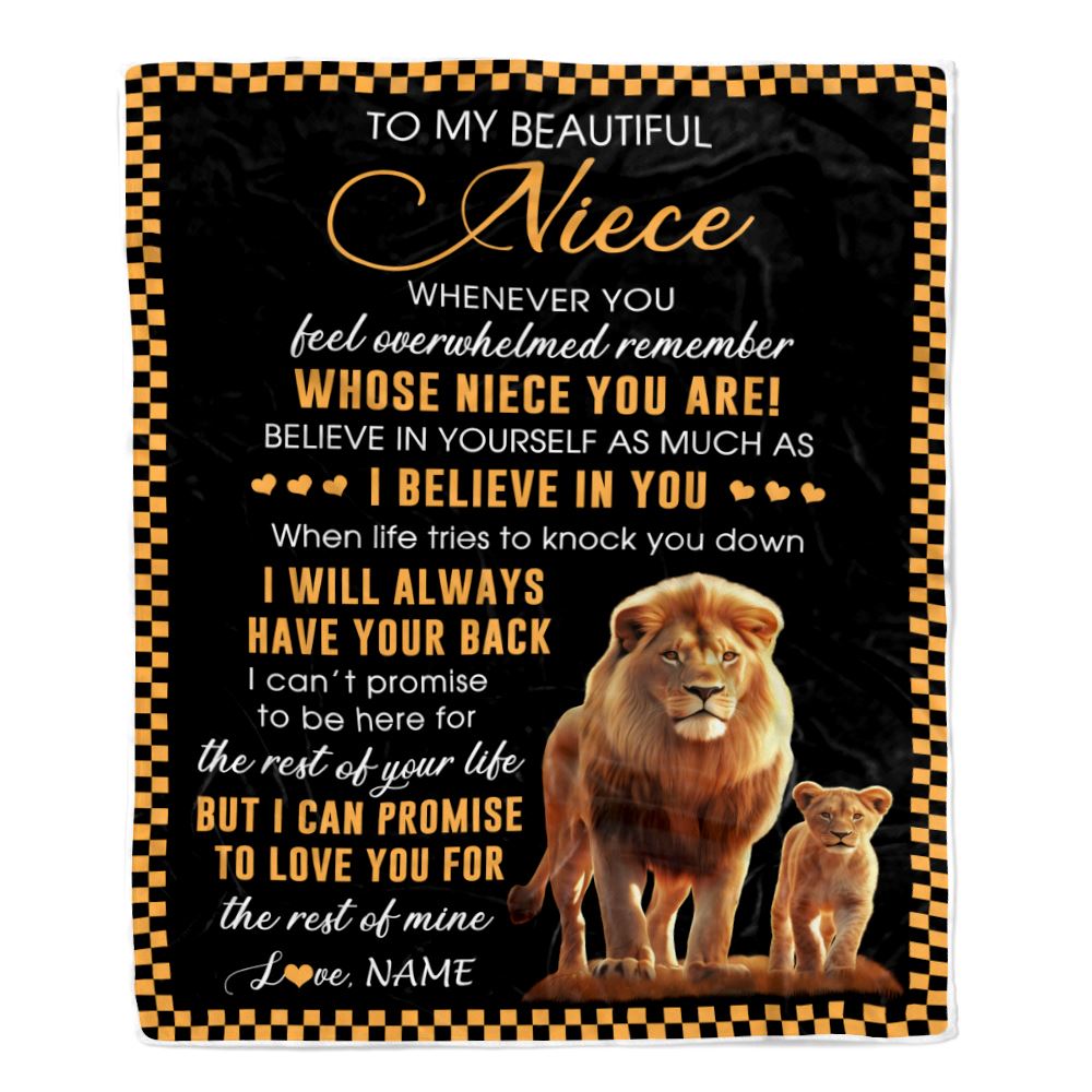 Personalized To My Niece Blanket From Uncle Whenever You Feel Lion Niece Birthday Gifts Graduation Christmas Customized Fleece Throw Blanket | teecentury