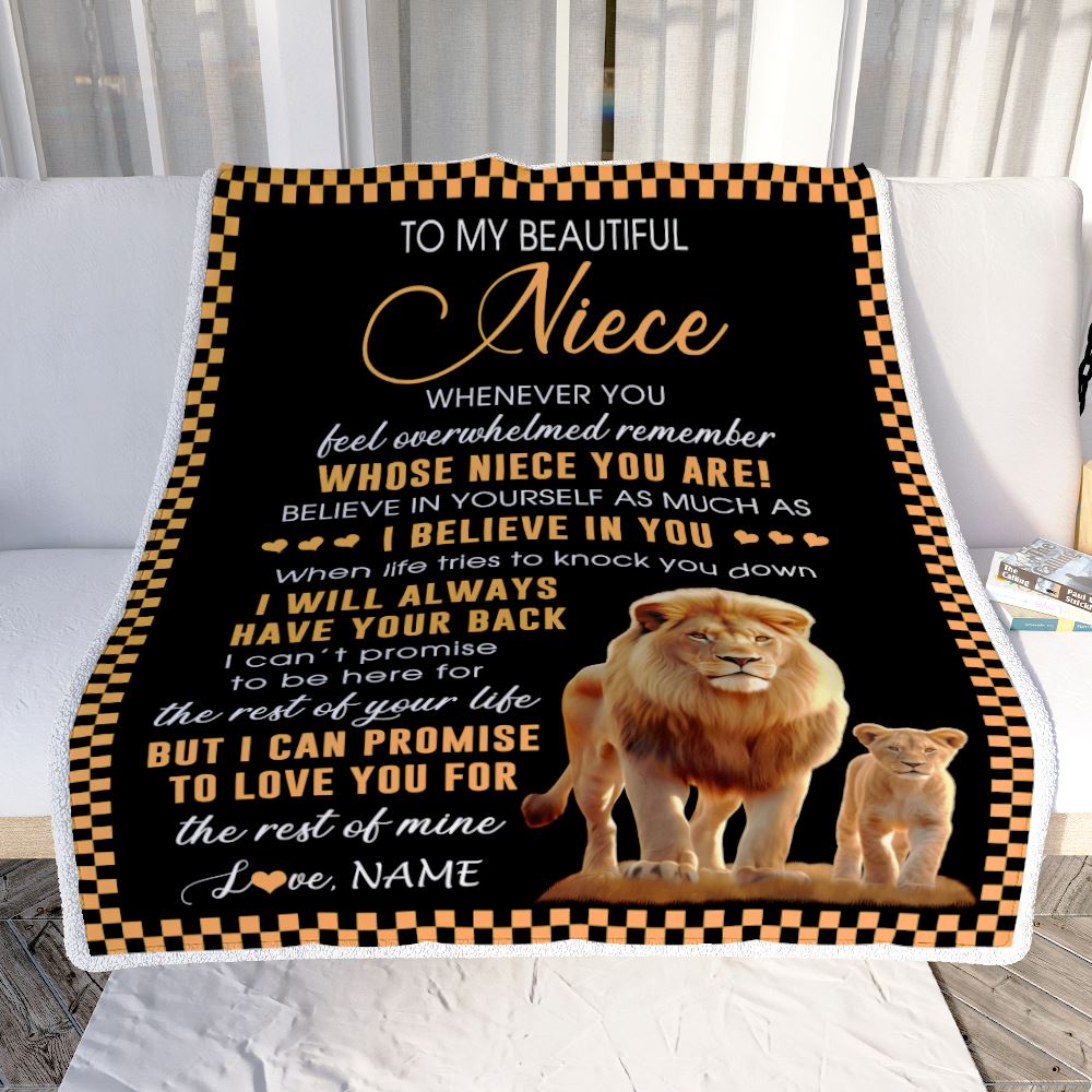 Personalized To My Niece Blanket From Uncle Whenever You Feel Lion Niece Birthday Gifts Graduation Christmas Customized Fleece Throw Blanket | teecentury
