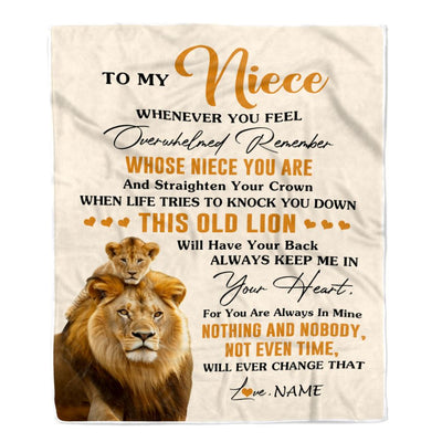 Personalized To My Niece Blanket From Uncle Whenever You Fell Overwhelmed Lion Niece Pendant Birthday Gifts Graduation Christmas Customized Fleece Blanket | teecentury