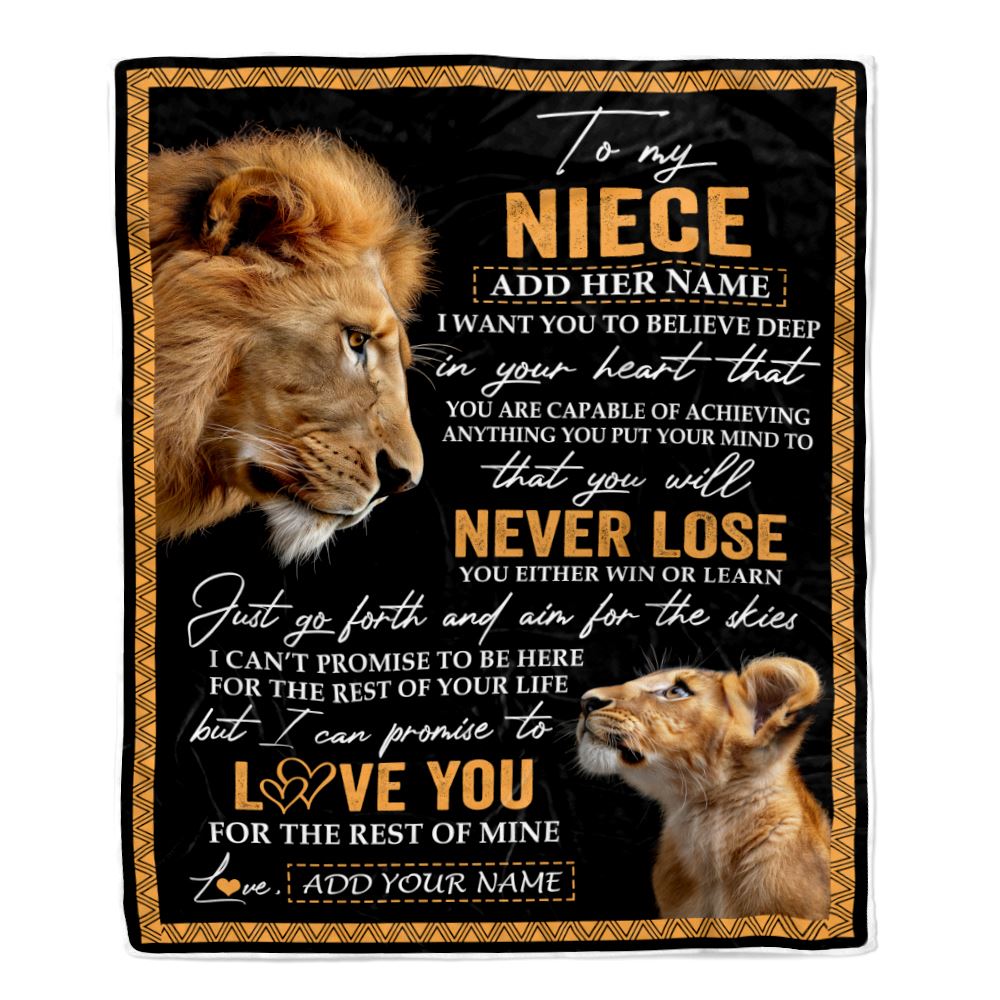 Personalized To My Niece Blanket From Uncle You Will Never Lose Lion Niece Birthday Gifts Graduation Christmas Customized Fleece Throw Blanket | teecentury