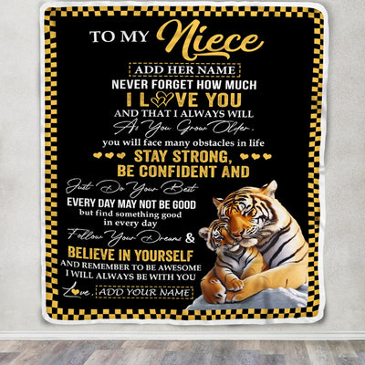Personalized To My Niece Blanket Tiger I Love You Forever From Aunt Auntie Uncle Niece Birthday Gifts Christmas Graduation Customized Fleece Blanket | teecentury