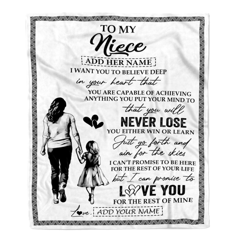 Personalized To My Niece Blanket You Will Never Lose From Aunt Auntie Niece Birthday Gifts Graduation Christmas Customized Fleece Throw Blanket | teecentury