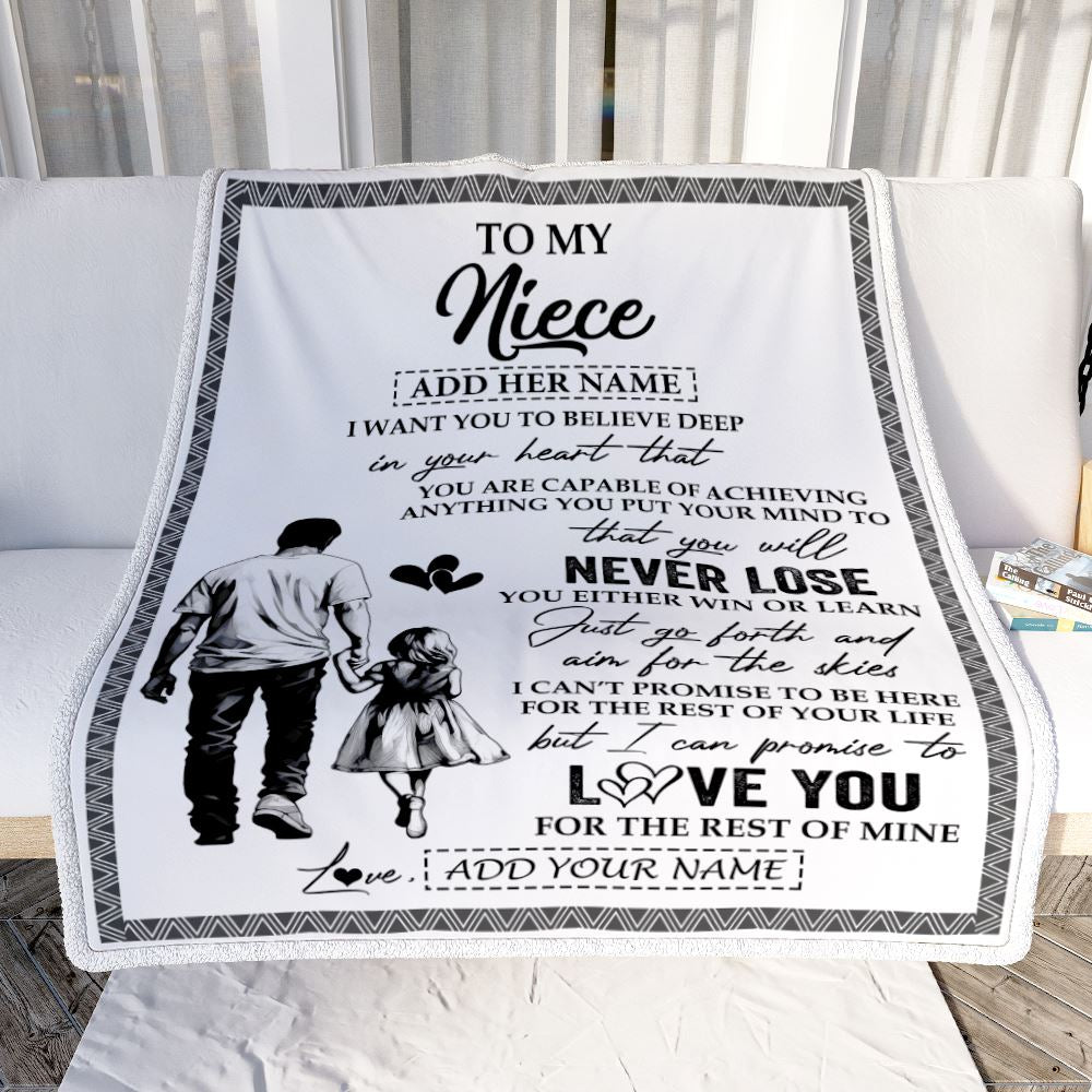 Personalized To My Niece Blanket You Will Never Lose From Uncle Niece Birthday Gifts Graduation Christmas Customized Fleece Throw Blanket | teecentury