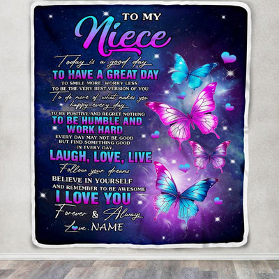 Personalized To My Niece Butterfly Blanket From Aunt Uncle Every Day Laugh Love Live Niece Birthday Gifts Graduation Christmas Customized Fleece Blanket | teecentury