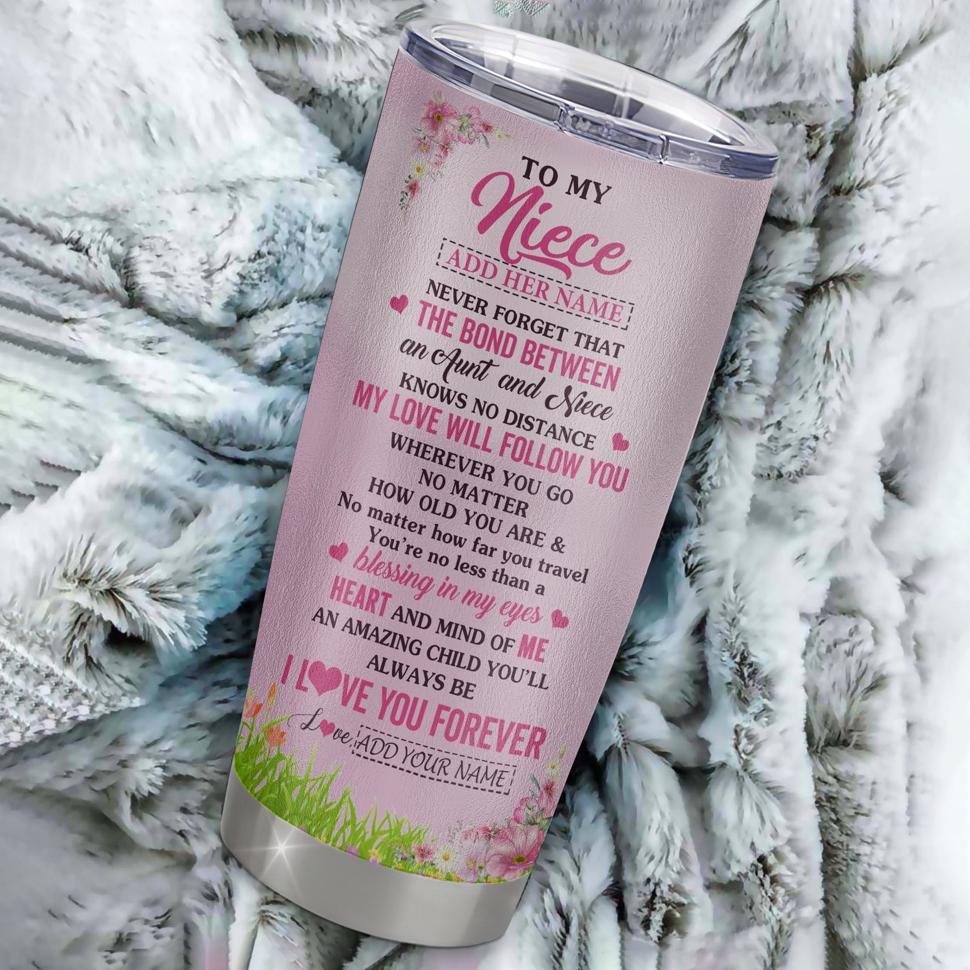 Personalized To My Niece Butterfly Tumbler From Aunt Auntie The Bond Between Niece Birthday Gifts Graduation Christmas Stainless Steel Insulated Custom Mug | teecentury