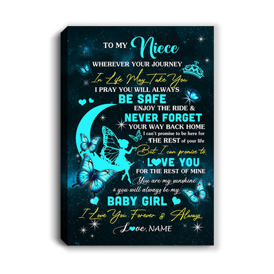 Personalized To My Niece Canvas From Aunt Auntie Uncle Fairy Silhouette Fantasy Moon Niece Birthday Gifts Graduation Christmas Custom Wall Art Print Framed Canvas | teecentury