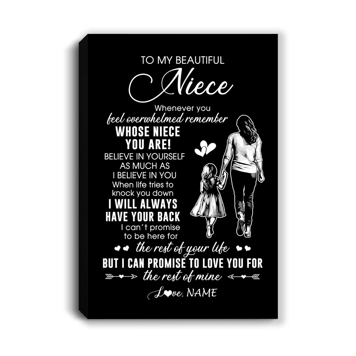 Personalized To My Niece Canvas From Aunt Auntie Whenever You Feel Overwhelmed Niece Birthday Gifts Graduation Christmas Custom Wall Art Print Framed Canvas | teecentury