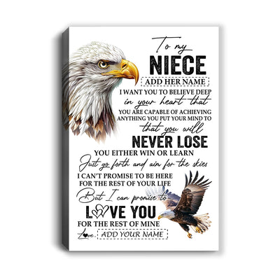 Personalized To My Niece Canvas From Aunt Uncle Auntie You Will Never Lose Eagle Niece Birthday Gifts Graduation Christmas Custom Wall Art Print Framed Canvas | teecentury