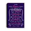 Personalized To My Niece Canvas From Aunt Uncle Mother Purple I Love You Niece Birthday Gifts Graduation Christmas Custom Wall Art Print Framed Canvas | teecentury