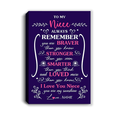 Personalized To My Niece Canvas From Aunt Uncle Mother Purple I Love You Niece Birthday Gifts Graduation Christmas Custom Wall Art Print Framed Canvas | teecentury