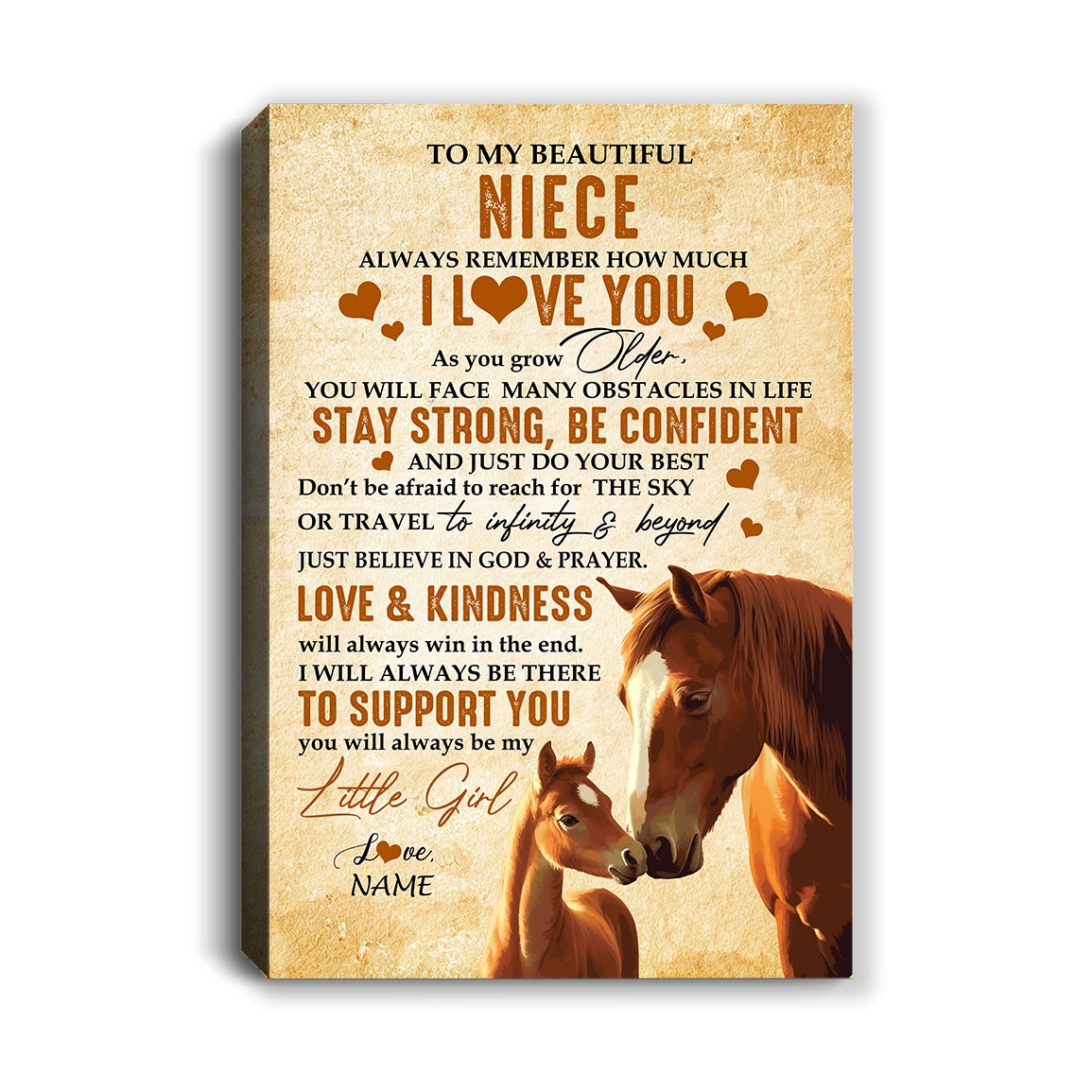 Personalized To My Niece Canvas From Uncle Aunt Auntie Always Remember I Love You Horse Niece Birthday Gifts Graduation Christmas Custom Wall Art Print Framed Canvas | teecentury