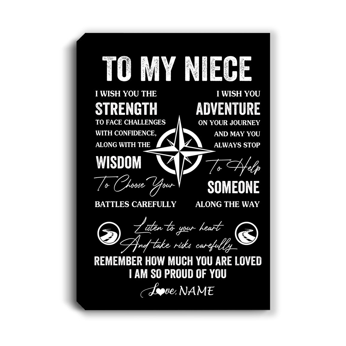 Personalized To My Niece Canvas From Uncle Aunt Auntie I Wish You The Strength Niece Birthday Gifts Graduation Christmas Custom Wall Art Print Framed Canvas | teecentury
