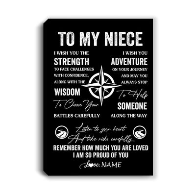 Personalized To My Niece Canvas From Uncle Aunt Auntie I Wish You The Strength Niece Birthday Gifts Graduation Christmas Custom Wall Art Print Framed Canvas | teecentury