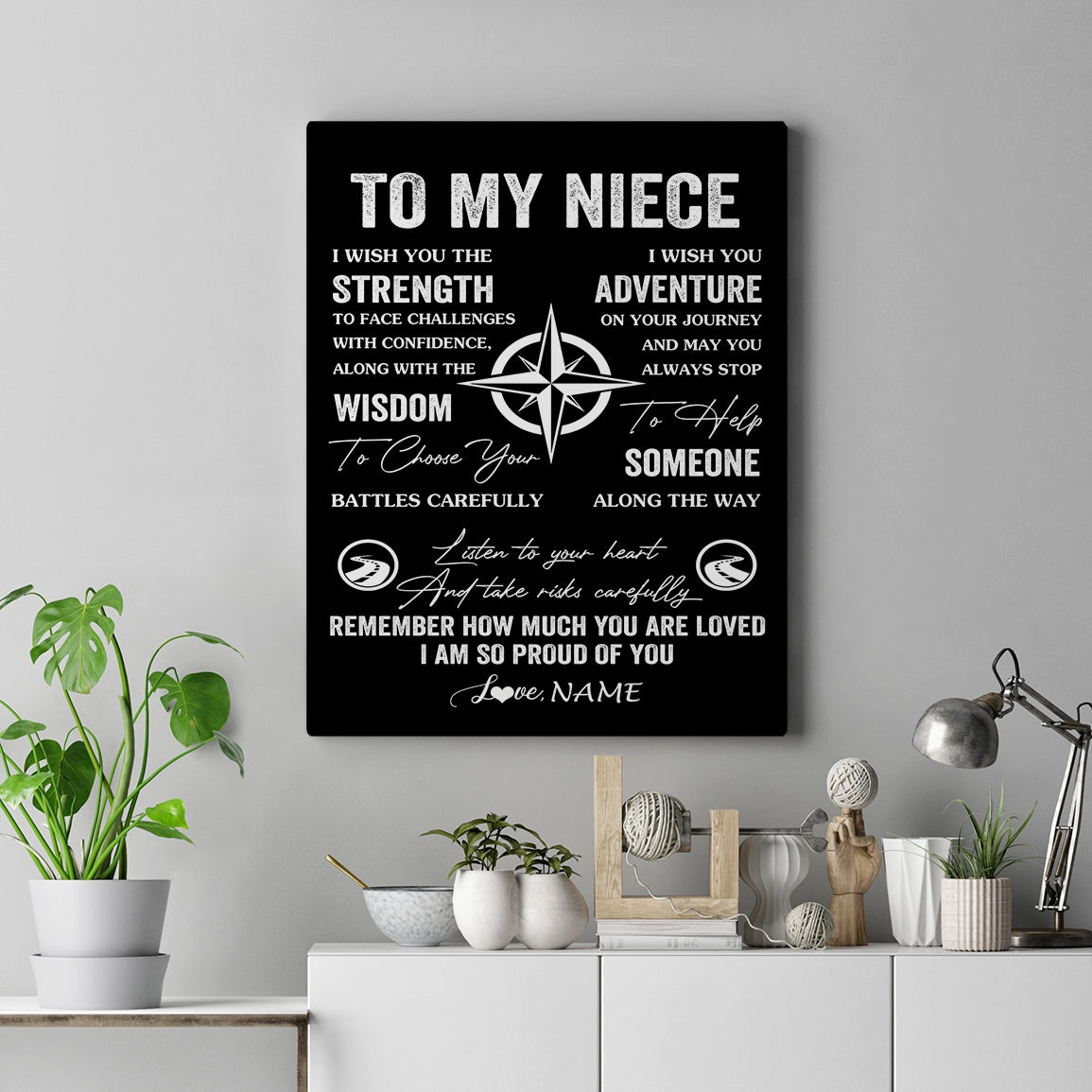 Personalized To My Niece Canvas From Uncle Aunt Auntie I Wish You The Strength Niece Birthday Gifts Graduation Christmas Custom Wall Art Print Framed Canvas | teecentury