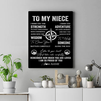 Personalized To My Niece Canvas From Uncle Aunt Auntie I Wish You The Strength Niece Birthday Gifts Graduation Christmas Custom Wall Art Print Framed Canvas | teecentury
