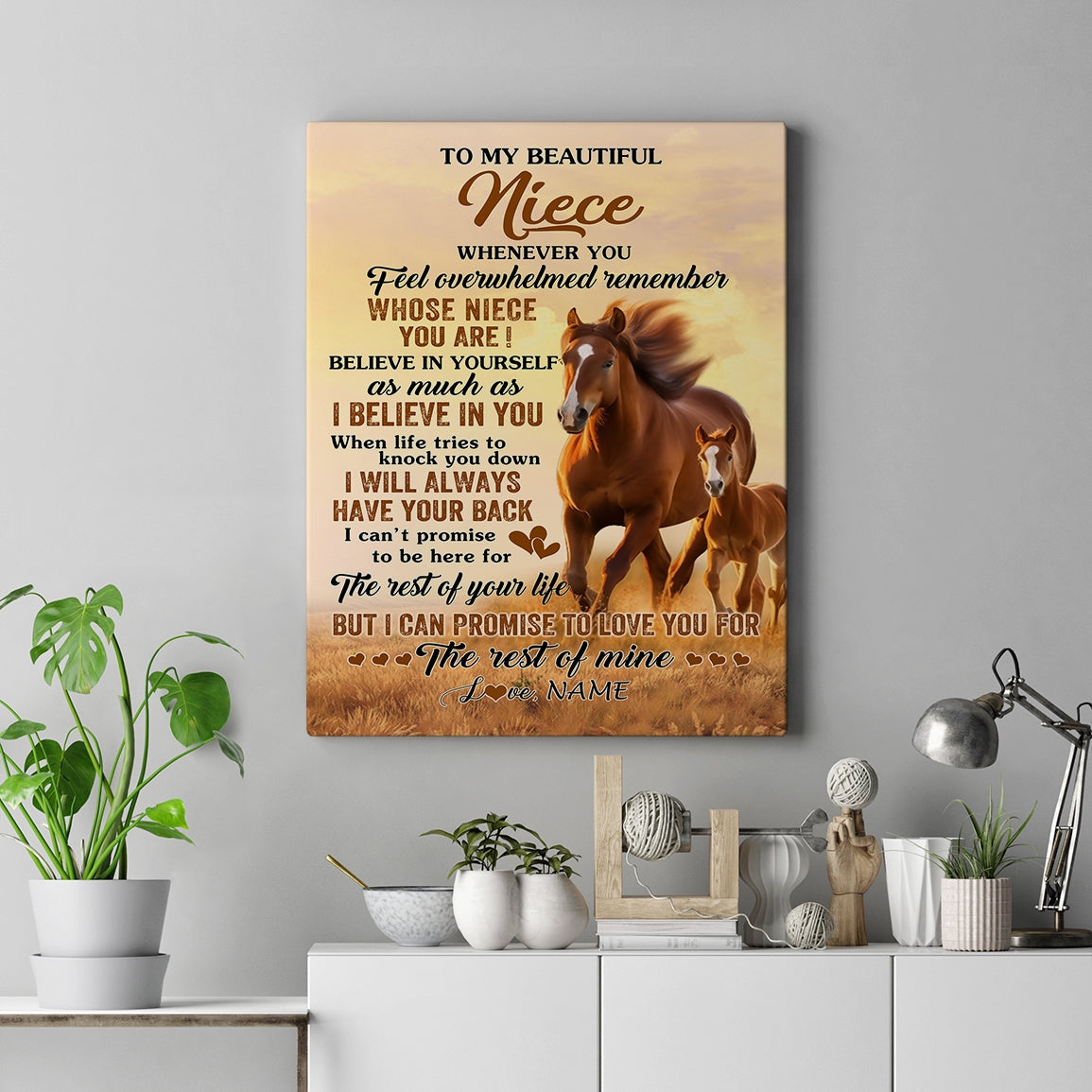 Personalized To My Niece Canvas From Uncle Aunt Auntie Whenever You Feel Horse Niece Birthday Gifts Graduation Christmas Custom Wall Art Print Framed Canvas | teecentury