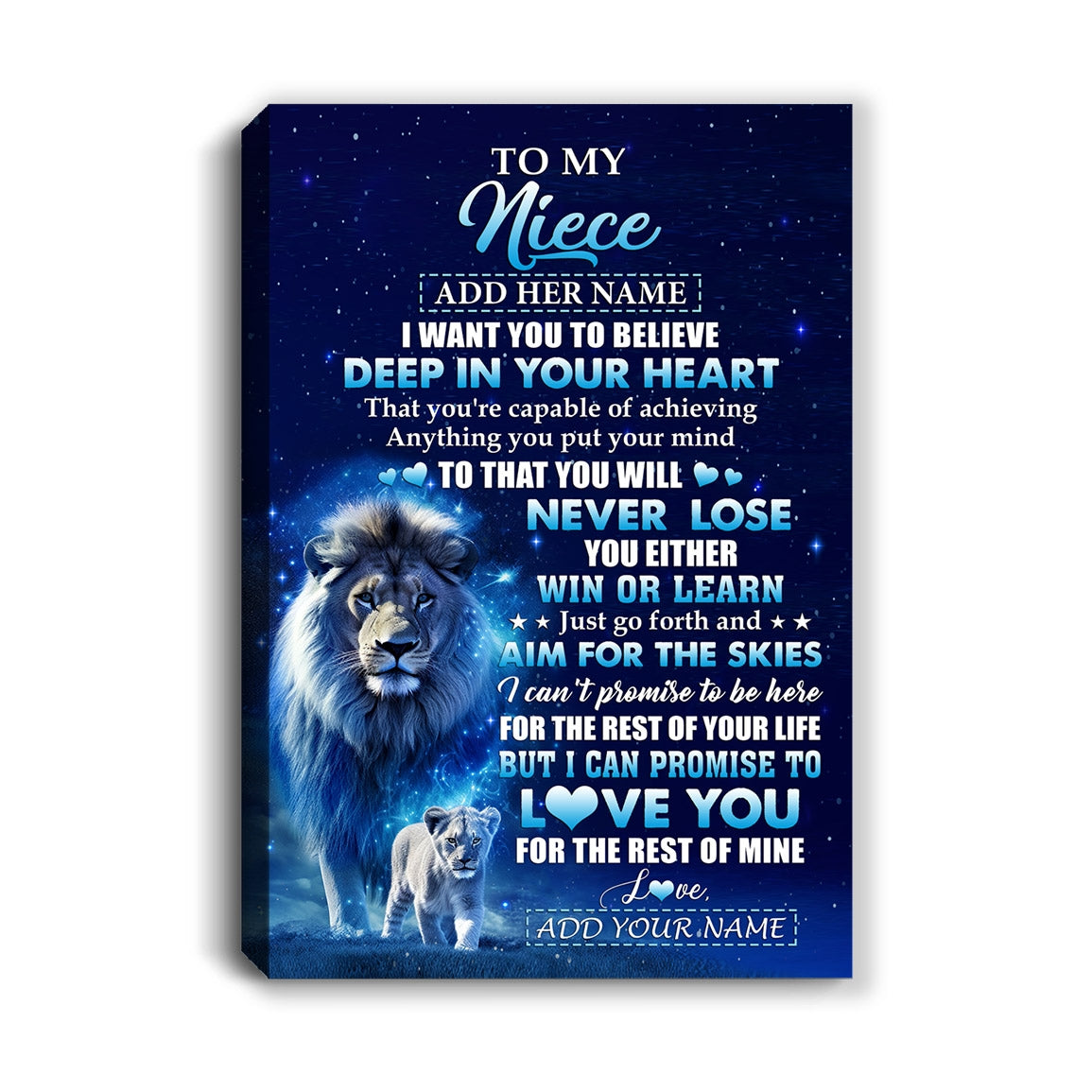 Personalized To My Niece Canvas From Uncle Believe Your Heart Niece Gift Birthday Graduation Christmas Custom Wall Art Print Framed Canvas | teecentury