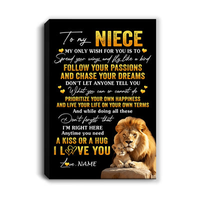 Personalized To My Niece Canvas From Uncle Lion My Only Wish For You Niece Birthday Gifts Graduation Christmas Custom Wall Art Print Framed Canvas | teecentury