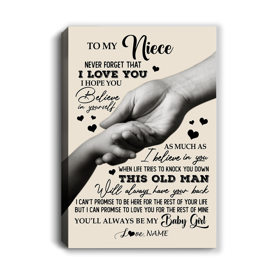 Personalized To My Niece Canvas From Uncle Never Forget That I Love You Niece For Birthday Gifts Graduation Christmas Custom Wall Art Print Framed Canvas | teecentury