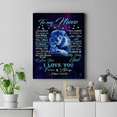 Personalized To My Niece Canvas From Uncle Sometimes It's Hard Lion Niece Gift Birthday Graduation Christmas Custom Wall Art Print Framed Canvas | teecentury