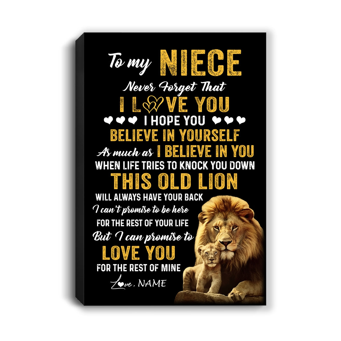 Personalized To My Niece Canvas From Uncle This Old Lion Love You Niece Birthday Gifts Graduation Christmas Custom Wall Art Print Framed Canvas | teecentury