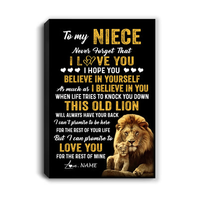Personalized To My Niece Canvas From Uncle This Old Lion Love You Niece Birthday Gifts Graduation Christmas Custom Wall Art Print Framed Canvas | teecentury
