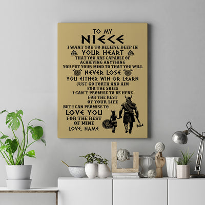 Personalized To My Niece Canvas From Uncle You Will Never Lose Viking Niece Birthday Gifts Graduation Christmas Custom Wall Art Print Framed Canvas | teecentury