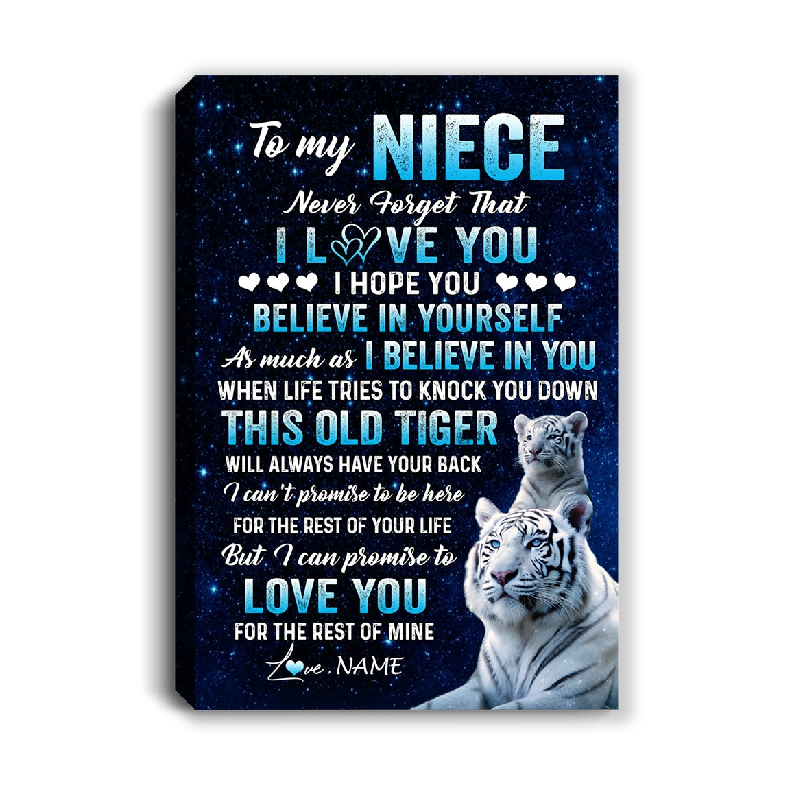 Personalized To My Niece Canvas Gift From Aunt Uncle Auntie This Old Tiger Love You Niece Birthday Gifts Graduation Christmas Custom Wall Art Print Framed Canvas | teecentury