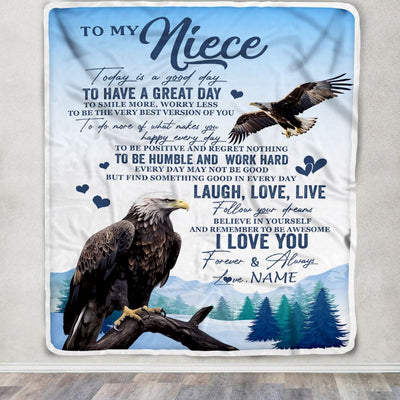Personalized To My Niece Eagle Blanket From Aunt Uncle Auntie Every Day Laugh Love Live Niece Birthday Gifts Graduation Christmas Customized Fleece Blanket | teecentury