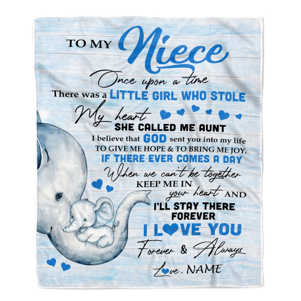 Personalized To My Niece Elephant Blanket From Aunt Auntie I'll Stay There Forever Niece Birthday Christmas Customized Bed Quilt Fleece Throw Blanket | teecentury