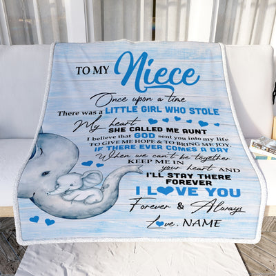 Personalized To My Niece Elephant Blanket From Aunt Auntie I'll Stay There Forever Niece Birthday Christmas Customized Bed Quilt Fleece Throw Blanket | teecentury
