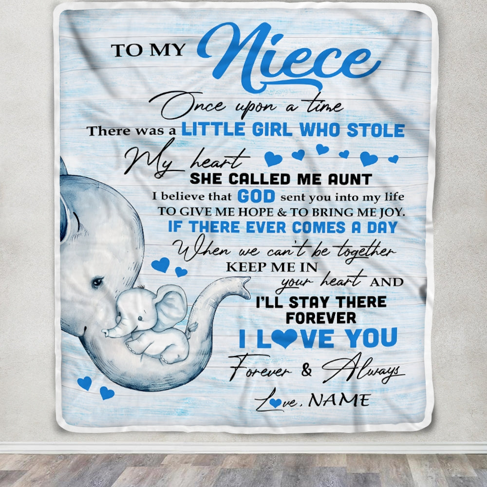 Personalized To My Niece Elephant Blanket From Aunt Auntie I'll Stay There Forever Niece Birthday Christmas Customized Bed Quilt Fleece Throw Blanket | teecentury