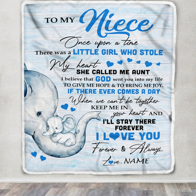Personalized To My Niece Elephant Blanket From Aunt Auntie I'll Stay There Forever Niece Birthday Christmas Customized Bed Quilt Fleece Throw Blanket | teecentury