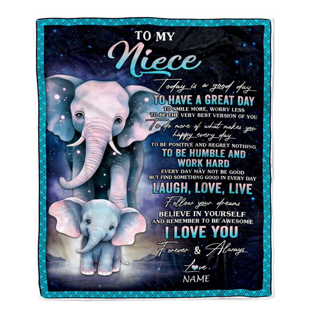 Personalized To My Niece Elephant Blanket From Aunt Uncle Auntie Every Day Laugh Love Live Niece Birthday Gifts Graduation Christmas Customized Fleece Blanket | teecentury