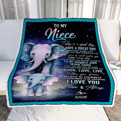 Personalized To My Niece Elephant Blanket From Aunt Uncle Auntie Every Day Laugh Love Live Niece Birthday Gifts Graduation Christmas Customized Fleece Blanket | teecentury
