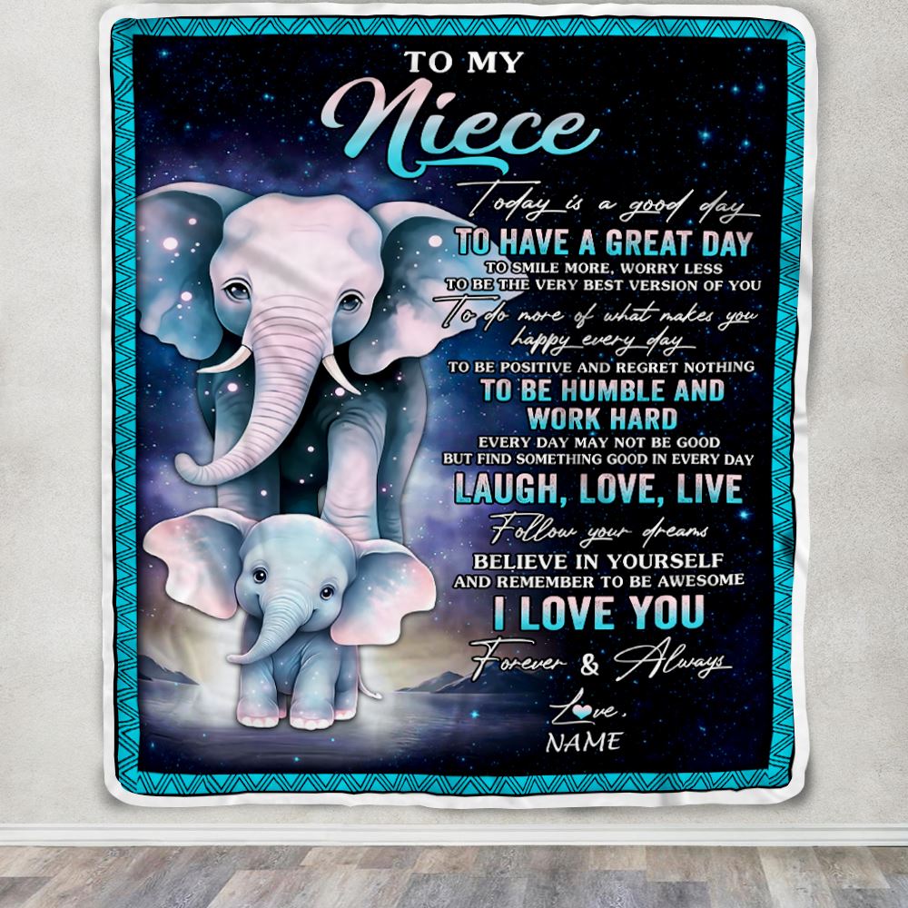 Personalized To My Niece Elephant Blanket From Aunt Uncle Auntie Every Day Laugh Love Live Niece Birthday Gifts Graduation Christmas Customized Fleece Blanket | teecentury