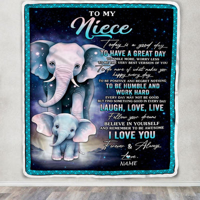 Personalized To My Niece Elephant Blanket From Aunt Uncle Auntie Every Day Laugh Love Live Niece Birthday Gifts Graduation Christmas Customized Fleece Blanket | teecentury