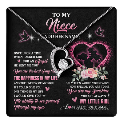 Forever Love Necklace 14K White Gold Finish | 1 | Personalized To My Niece From Aunt Auntie Necklace Once Upon A Time Birthday Graduation Gifts For Niece Gifts Christmas Customized Gift Box Message Card | teecentury.myshopify