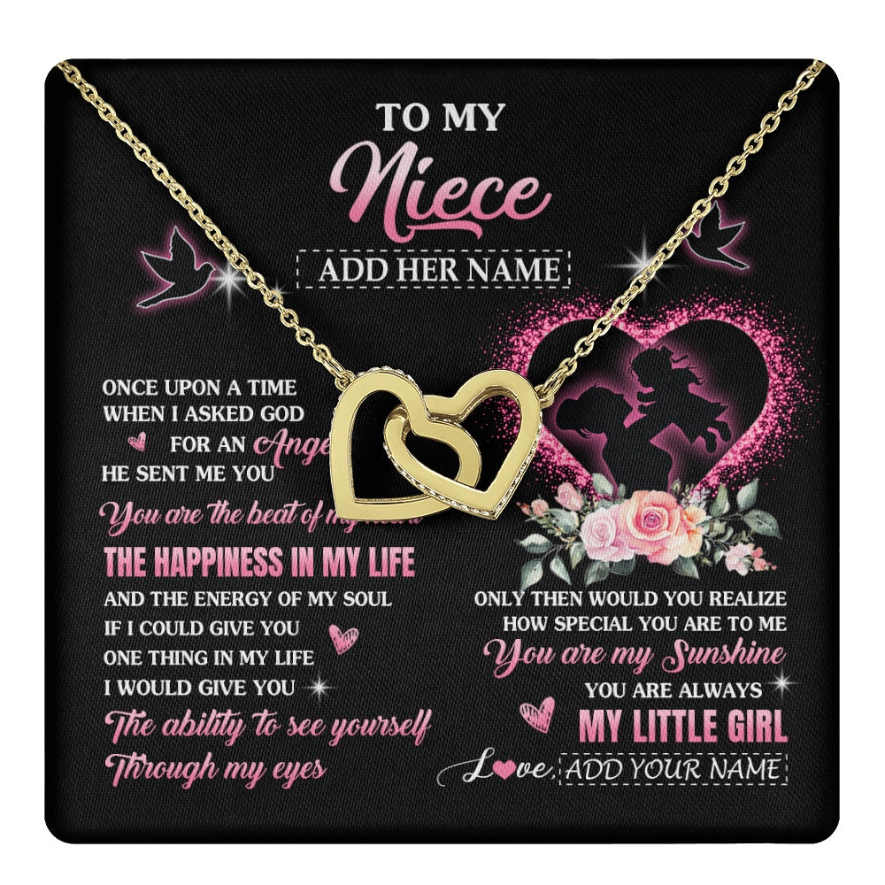 Interlocking Hearts Necklace 18K Yellow Gold Finish | 1 | Personalized To My Niece From Aunt Auntie Necklace Once Upon A Time Birthday Graduation Gifts For Niece Gifts Christmas Customized Gift Box Message Card | teecentury.myshopify
