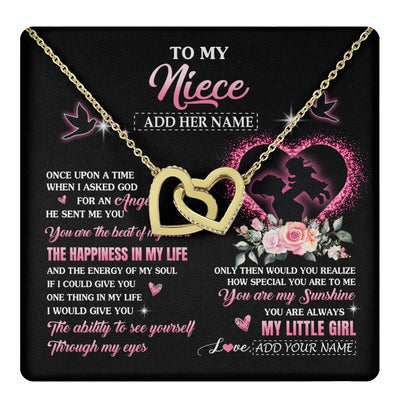 Interlocking Hearts Necklace 18K Yellow Gold Finish | 1 | Personalized To My Niece From Aunt Auntie Necklace Once Upon A Time Birthday Graduation Gifts For Niece Gifts Christmas Customized Gift Box Message Card | teecentury.myshopify