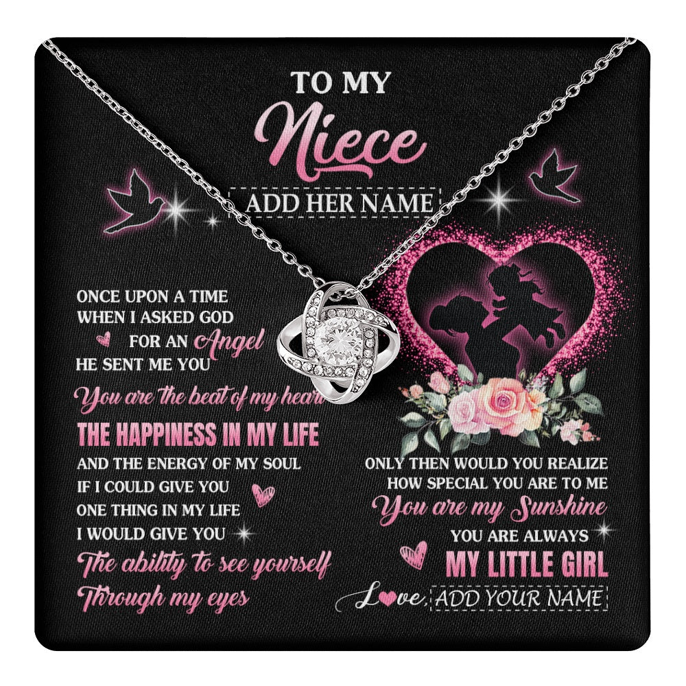 Love Knot Necklace 14K White Gold Finish | 1 | Personalized To My Niece From Aunt Auntie Necklace Once Upon A Time Birthday Graduation Gifts For Niece Gifts Christmas Customized Gift Box Message Card | teecentury.myshopify