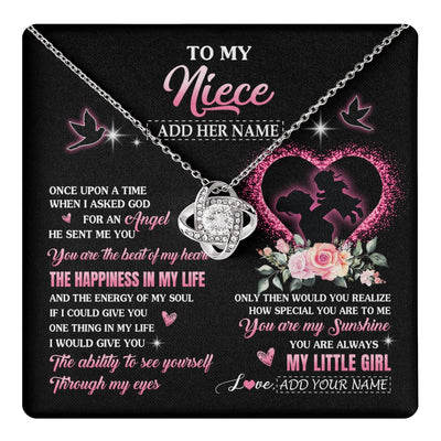 Love Knot Necklace 14K White Gold Finish | 1 | Personalized To My Niece From Aunt Auntie Necklace Once Upon A Time Birthday Graduation Gifts For Niece Gifts Christmas Customized Gift Box Message Card | teecentury.myshopify