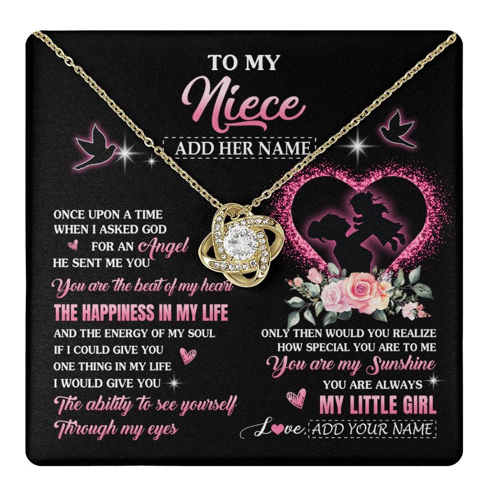 Love Knot Necklace 18K Yellow Gold Finish | 1 | Personalized To My Niece From Aunt Auntie Necklace Once Upon A Time Birthday Graduation Gifts For Niece Gifts Christmas Customized Gift Box Message Card | teecentury.myshopify