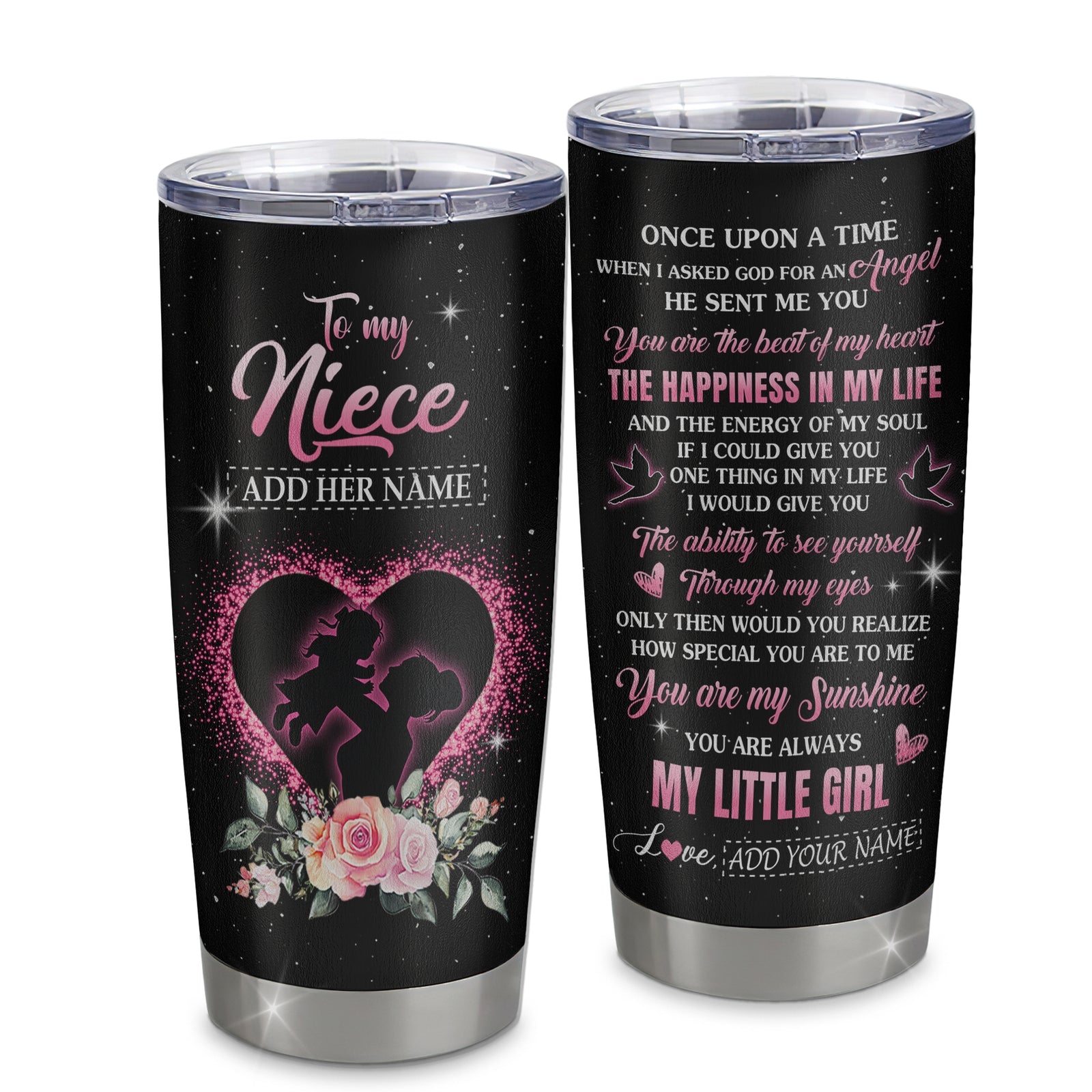 Personalized To My Niece From Aunt Auntie Tumbler Once Upon A Time Birthday Graduation Gifts For Niece Gifts Christmas Custom Stainless Steel Cup Travel Mug | teecentury