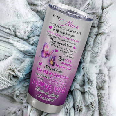 Personalized To My Niece From Aunt Auntie Uncle Stainless Steel Tumbler Cup Wherever Your Journey In Life Butterfly Niece Birthday Graduation Christmas Travel Mug | teecentury