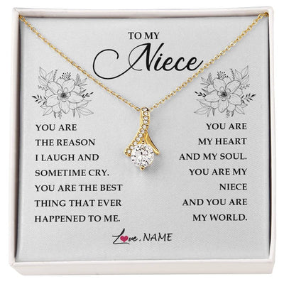 Alluring Beauty Necklace 18K Yellow Gold Finish | Personalized To My Niece From Aunt Auntie You Are My Heart My And My Sould Niece Jewelry Birthday Graduation Christmas Customized Gift Box Message Card | teecentury